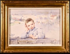 A Young Boy - Impressionist Watercolor, Portrait by Henri Jules Jean Geoffroy