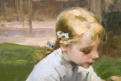 Genre Scene of Children at a Park Fountain by Henri Jules Geoffroy