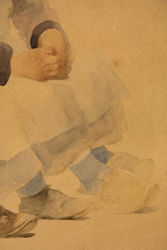 Genre Scene of girls by Henri J. Geoffroy titled "Sisters"