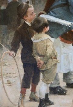 Genre Scene of School Boys by Henri J. Geoffroy titled "He who Breaks the Glass"