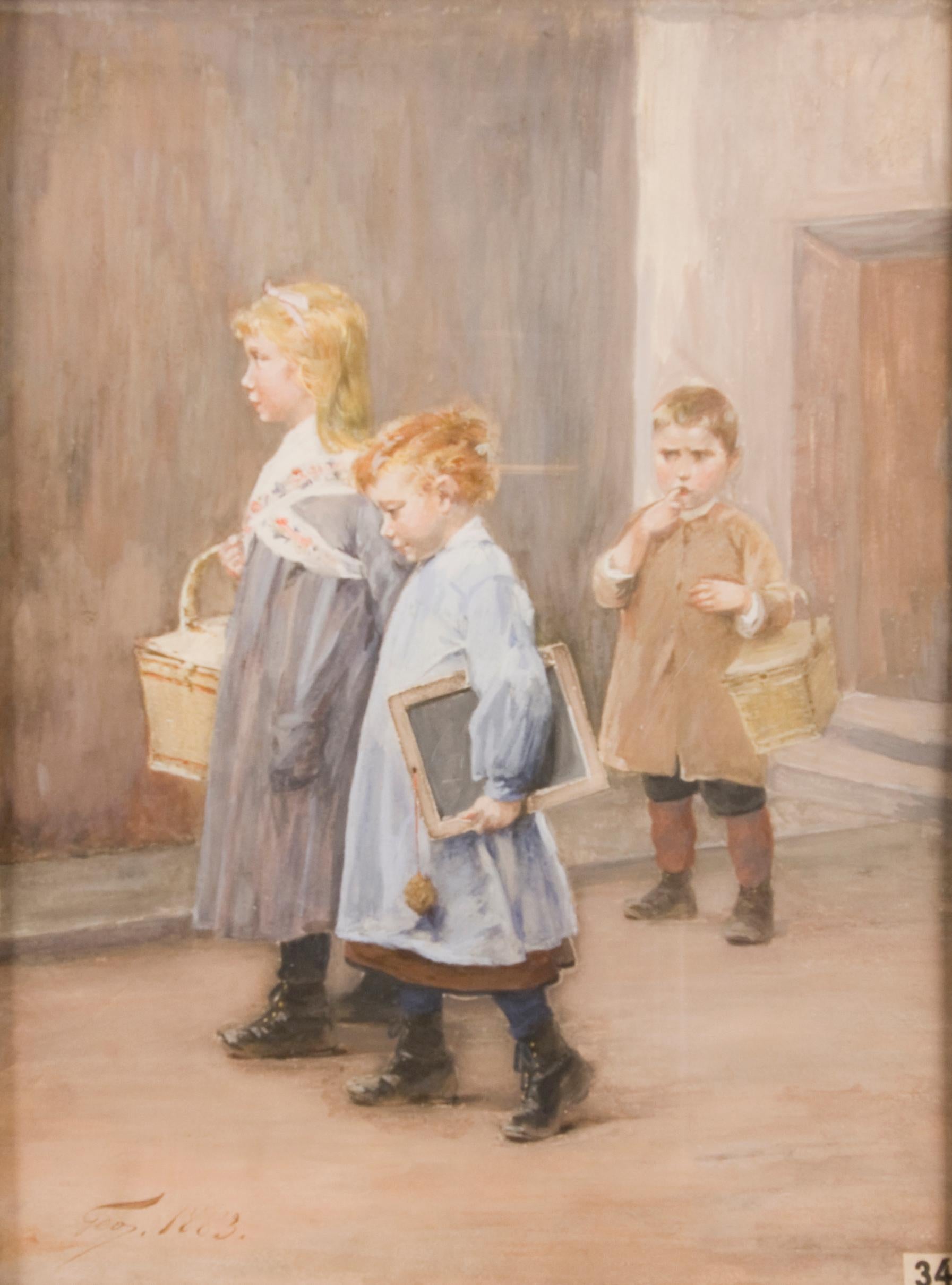 Henri Jules Jean Geoffroy Figurative Painting - 'Lunchtime already?' 