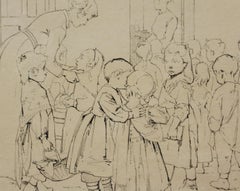 Pen and Ink school scene by Henri J. Geoffroy