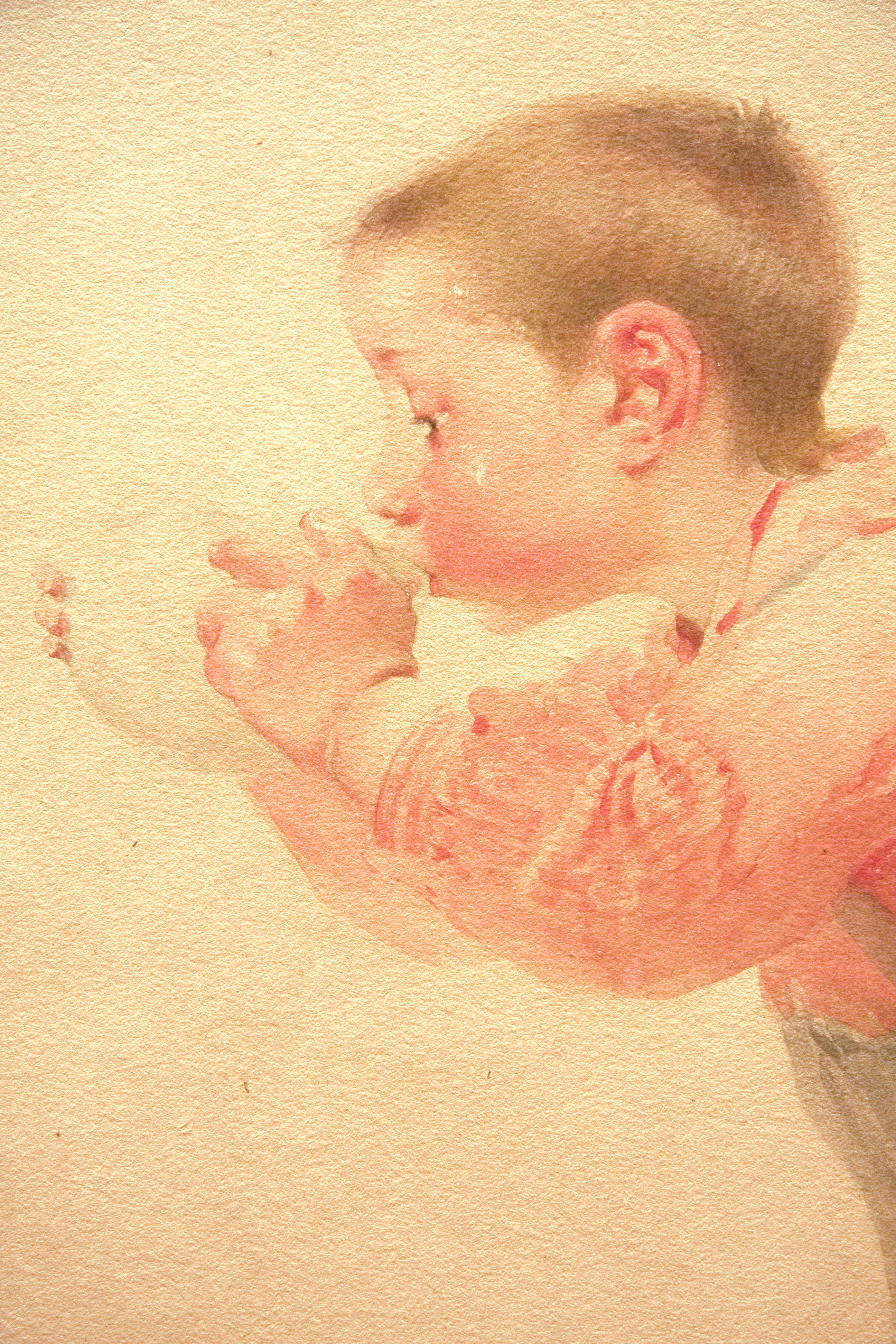 Portrait d'enfant - Painting de Henri Jules Jean Geoffroy