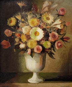 Flores nº 13, hacia 1950 por Henri Julie, Naturaleza muerta floral, Ramo en jarrón
