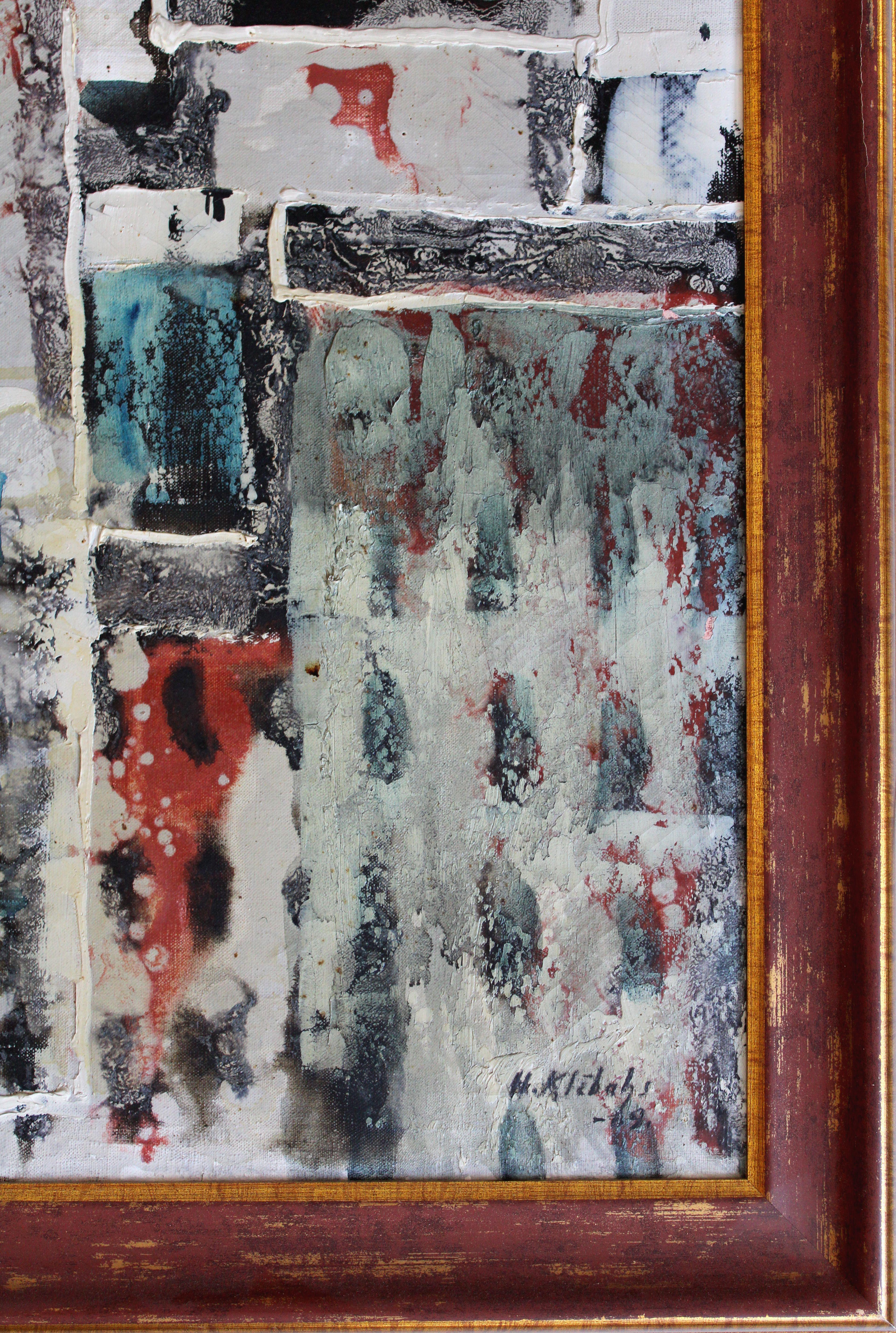 Ville. 1969. Huile sur toile, 50 x 38 cm - Réalisme Painting par Henri Klebah