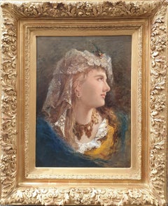 LANGEROCK Portrait Young Egyptian girl  Belgian realist painter 19th