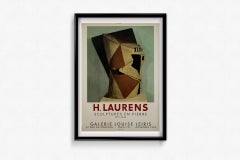 1958 cartel de exposición original de Henri Laurens Sculptures en Pierre