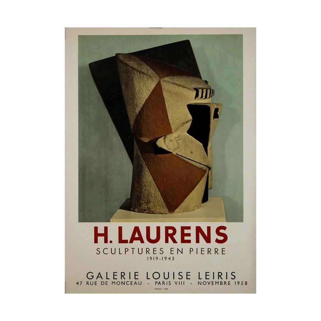 Affiche d'exposition originale d'Henri Laurens Sculptures en Pierre, 1958 en vente 3