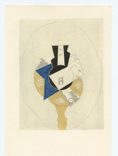 (d
après) Henri Laurens "Instruments de musique sur un gueridon" pochoir