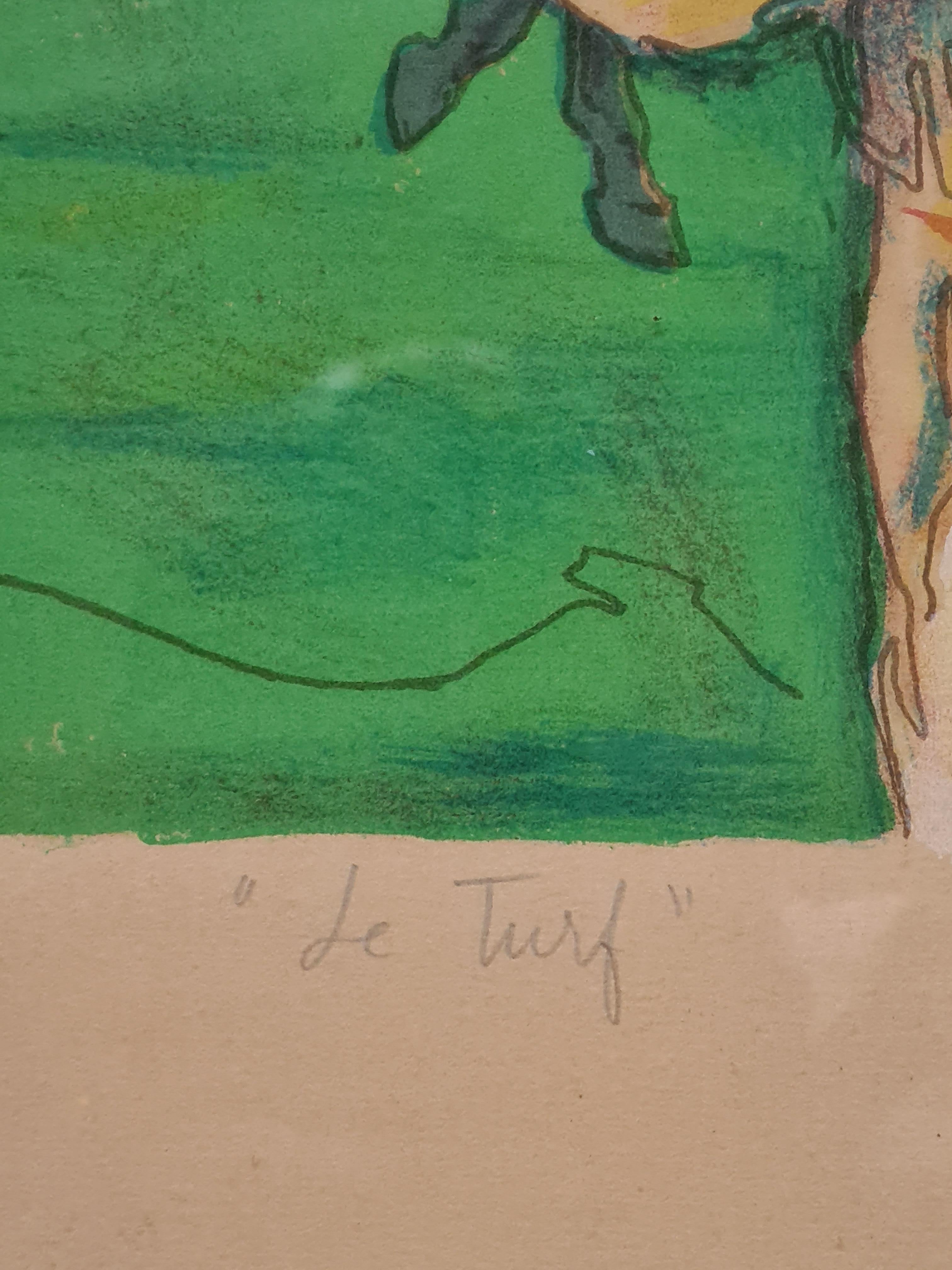 Une édition limitée sur papier numérotée 96 sur 175 d'un hippodrome par Henri Laville. Signée au crayon en bas à droite, titrée au crayon en bas au centre et numérotée au crayon en bas à gauche. Présenté dans un cadre en bois uni sous