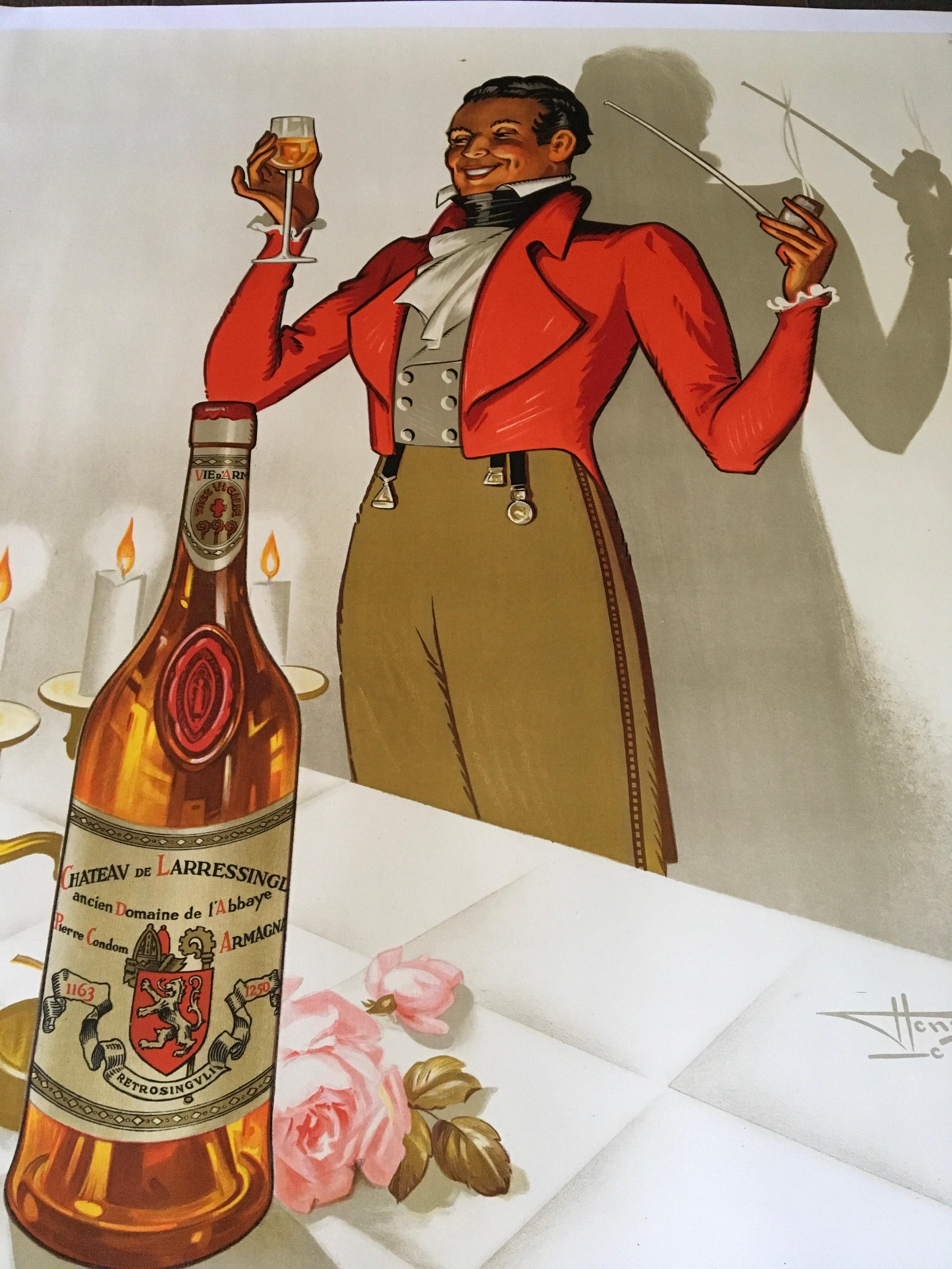 Linen Henri Le Monnier, Armagnac Chateau Larressingle, 1938 For Sale