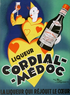 Original Vintage Cordial Medoc Liqueur Poster by Henri le Monnier c1935 Art Deco