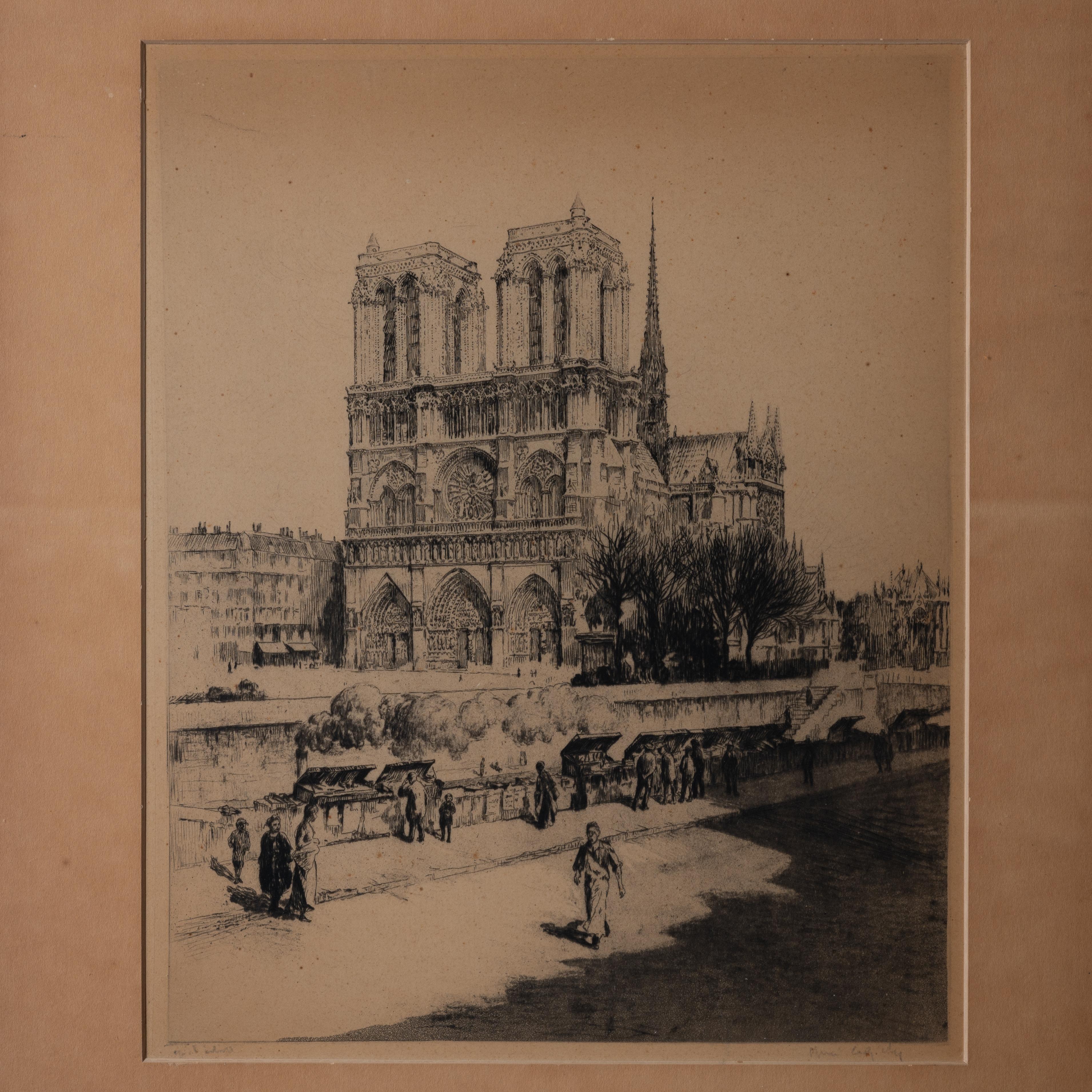 Henri Le Riche – Notre Dame-Radierung, um 1880 (Französisch) im Angebot