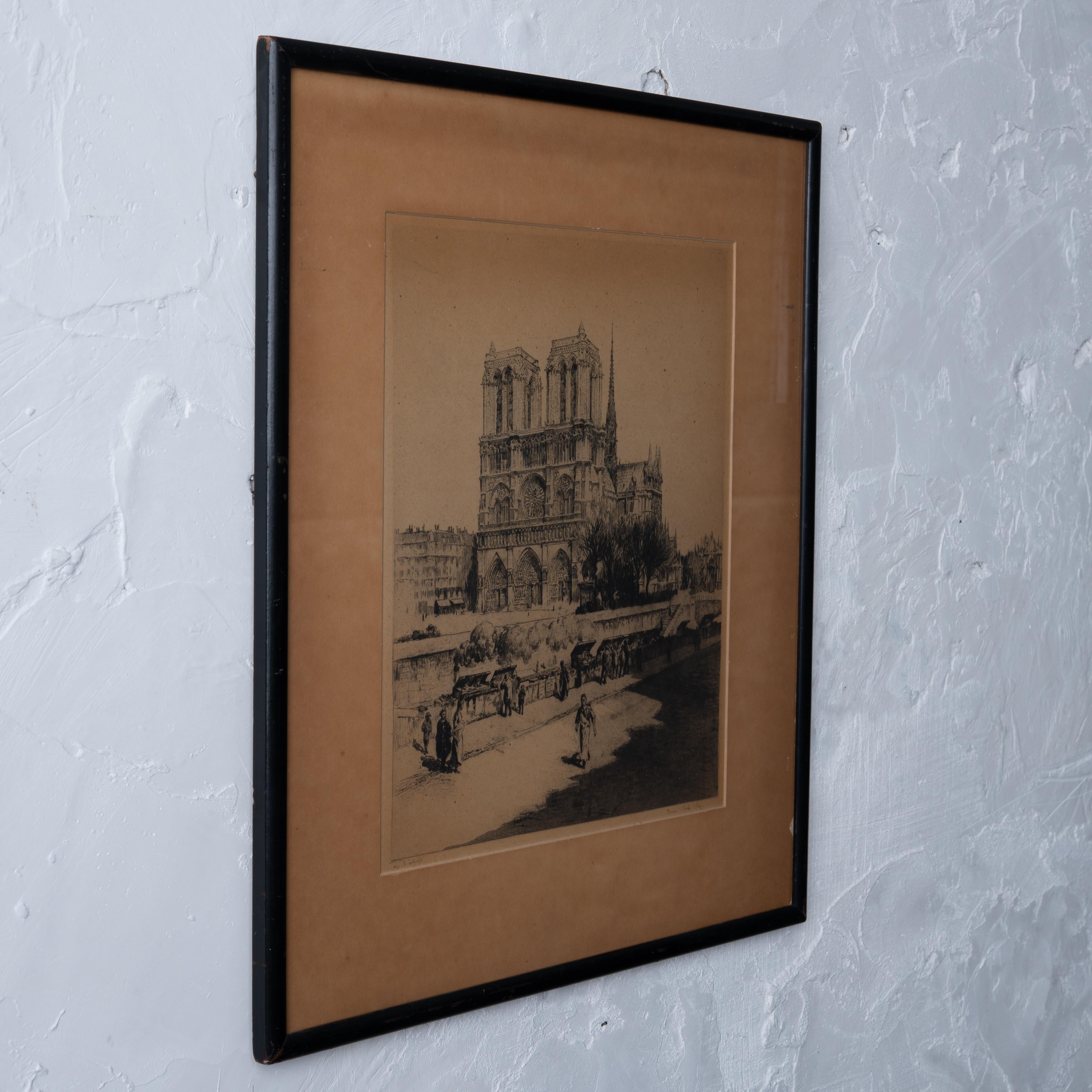 Henri Le Riche – Notre Dame-Radierung, um 1880 (Spätes 19. Jahrhundert) im Angebot