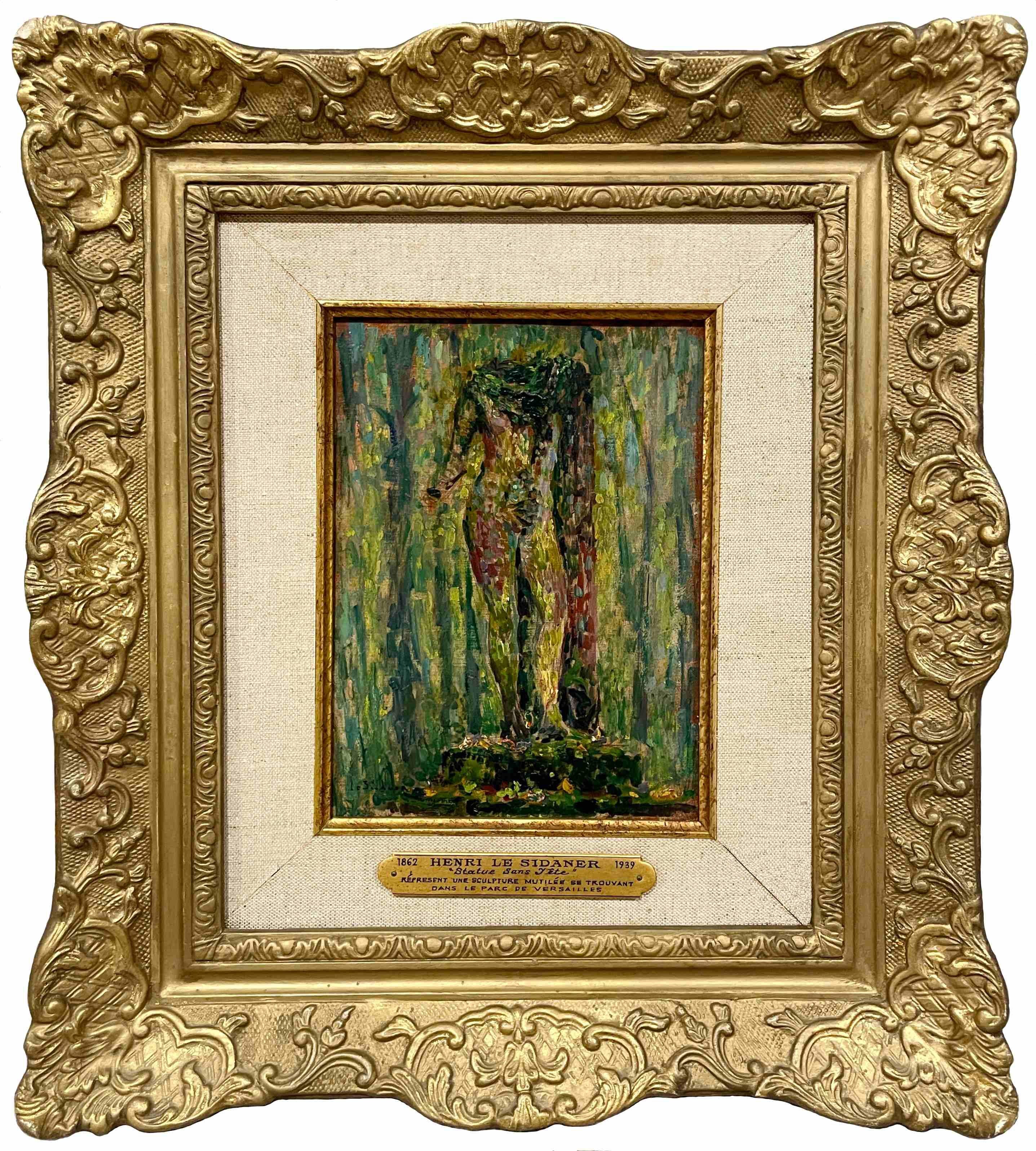 Ein postimpressionistisches Gemälde von Henri le Sidaner, Statue Sans Tête, Versailles – Painting von Henri Le Sidaner