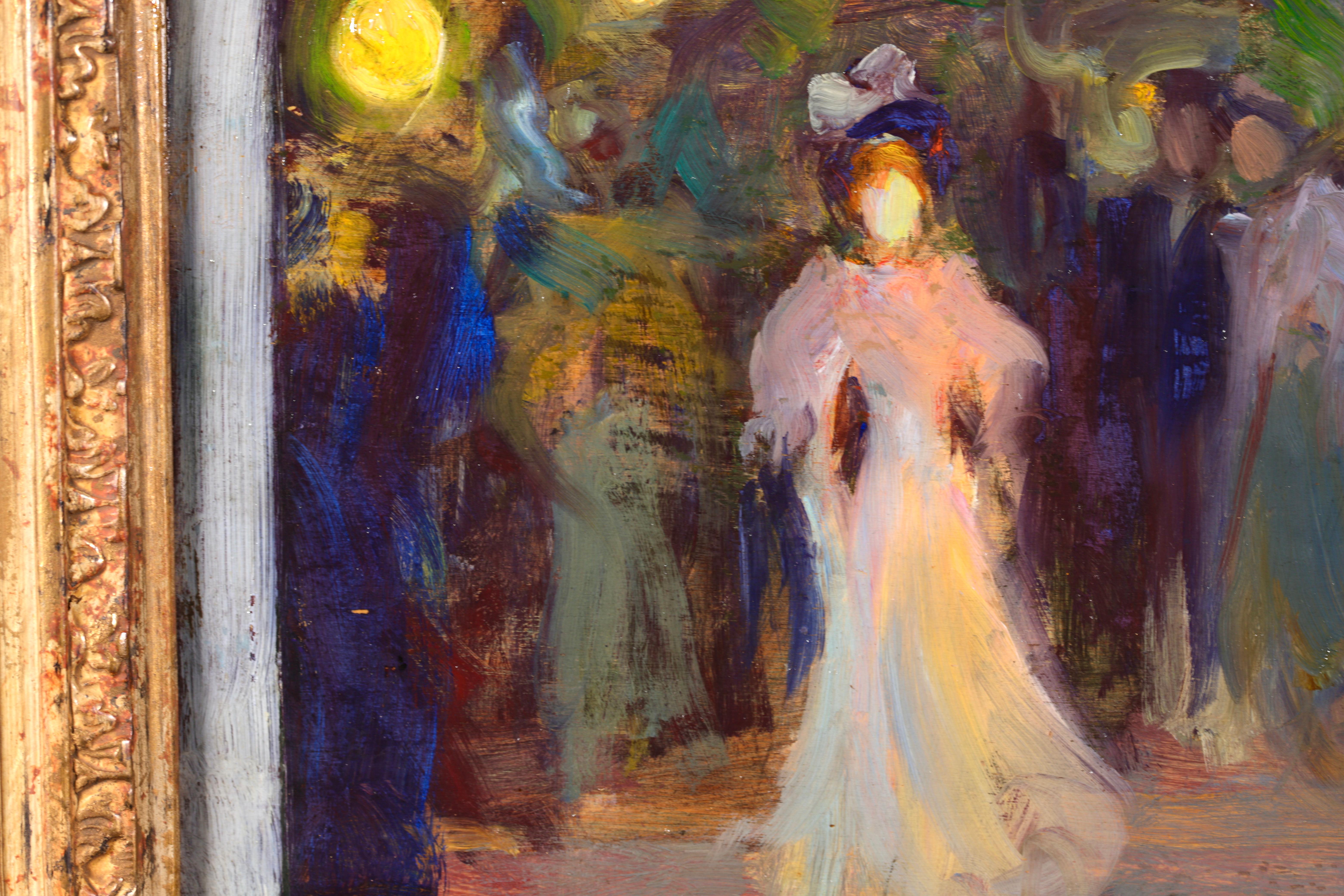 Une promenade de soirée - Huile post-impressionniste, Figures à la nuit d'Henri Le Sidaner en vente 7