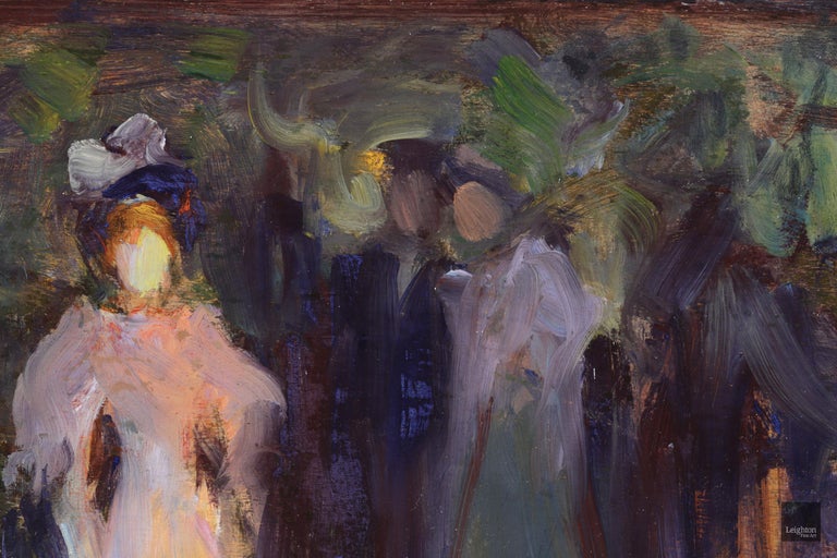 An Evening Walk - Post Impressionist Oil, Figures at Night by Henri Le Sidaner For Sale 3