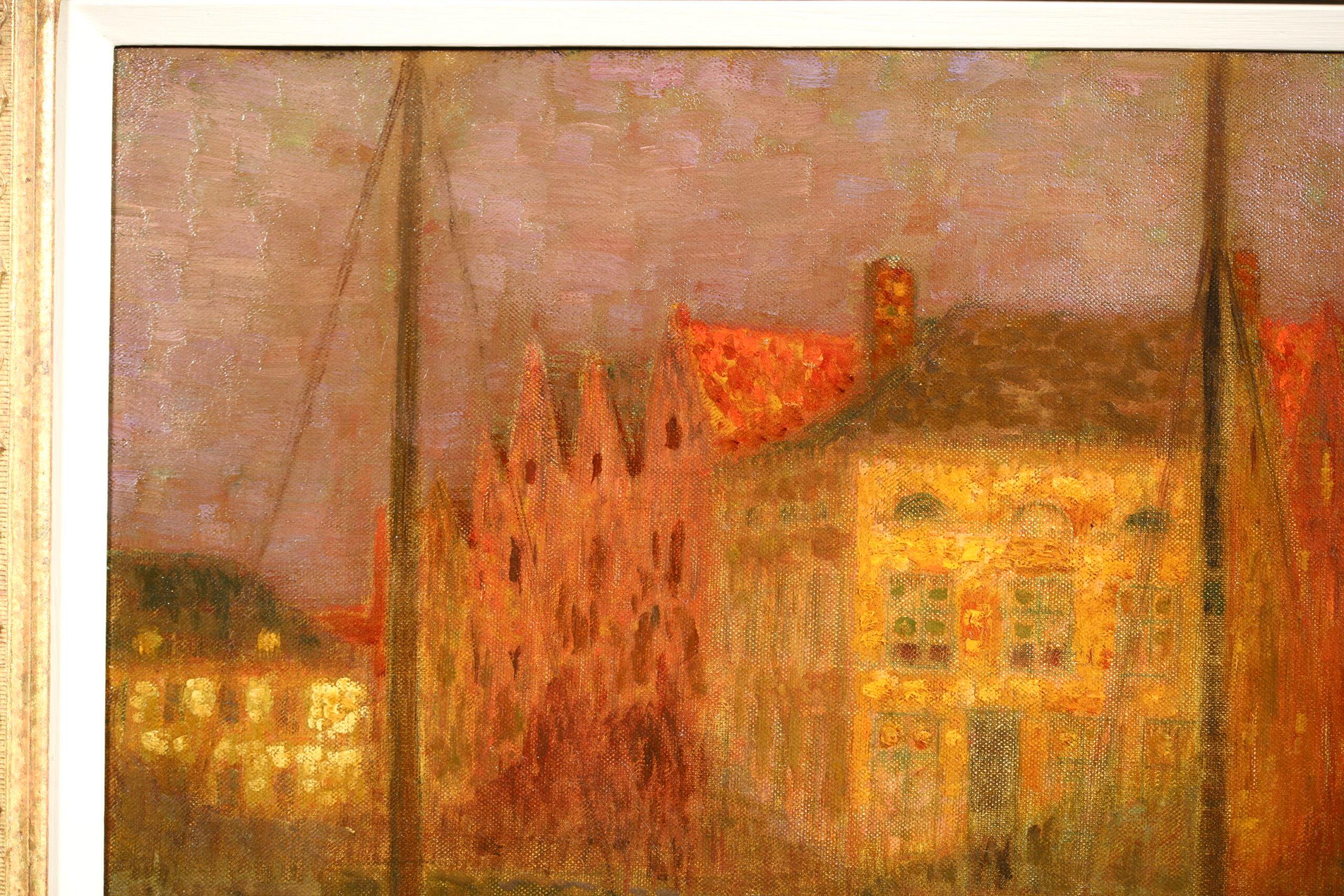 Barques de Peche – Postimpressionistische Landschaft, Öl von Henri Le Sidaner im Angebot 3