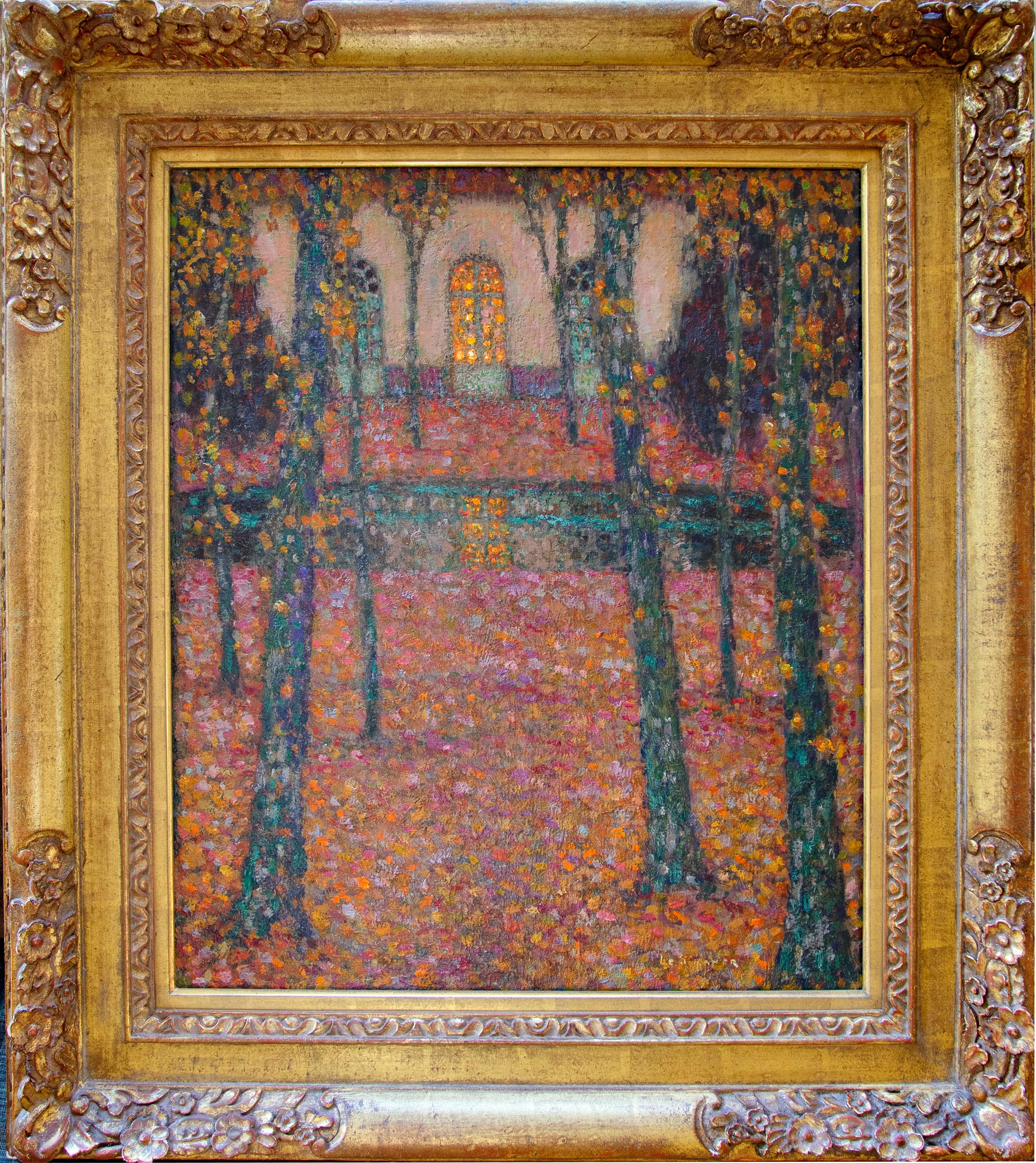 Bassin De Trianon A L'Automne - Painting de Henri Le Sidaner