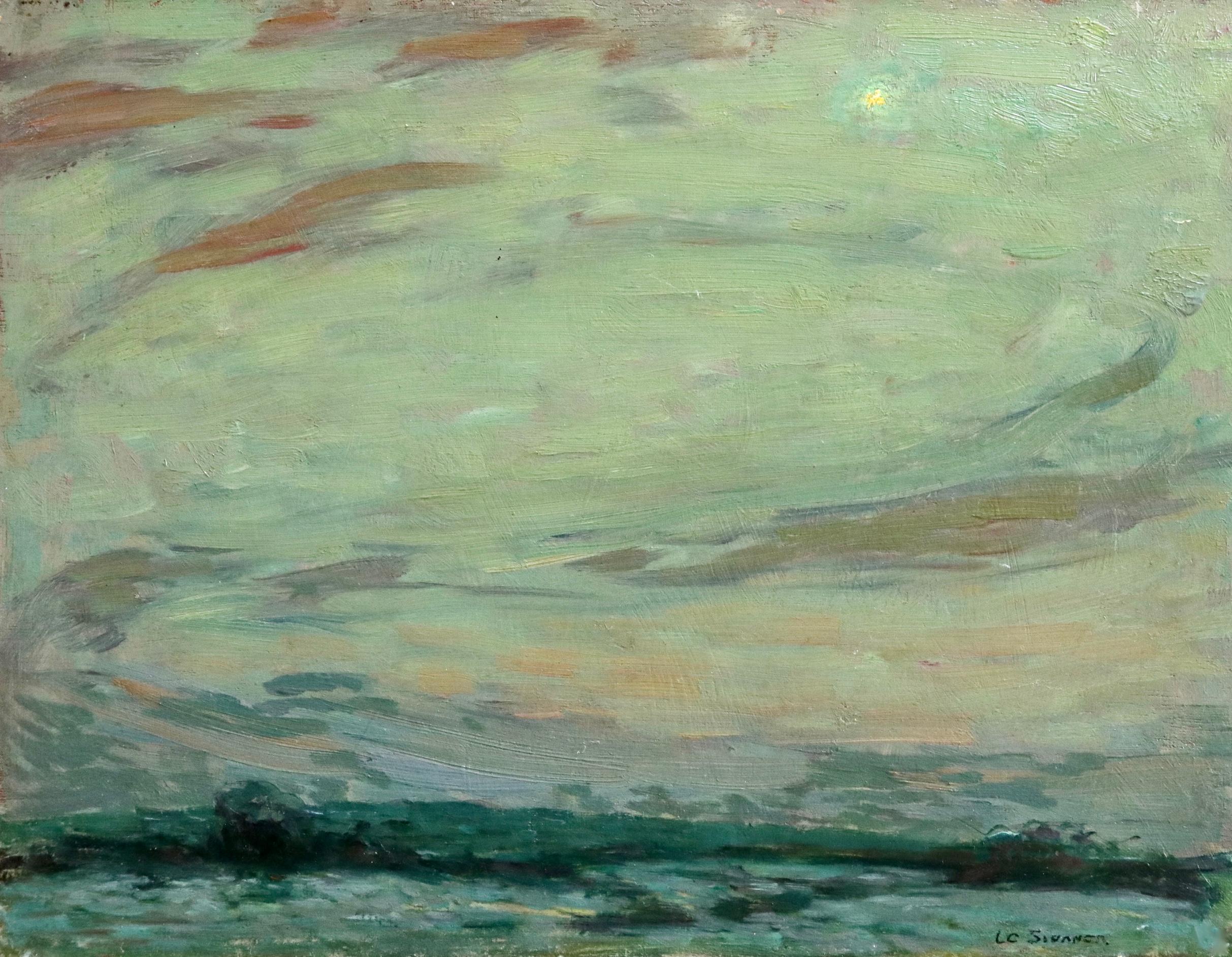 Clair de Lune - Gerberoy - Impressionist Oil, Moonlit Landscape by H Le Sidaner - Painting by Henri Le Sidaner