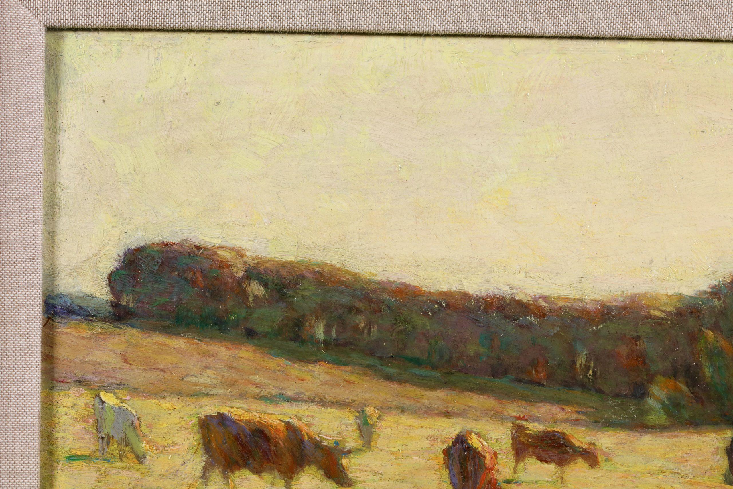 Effets de lumiere dans le pre - Paesaggio Post Impressionista Olio di H. H. Le Sidaner in vendita 5