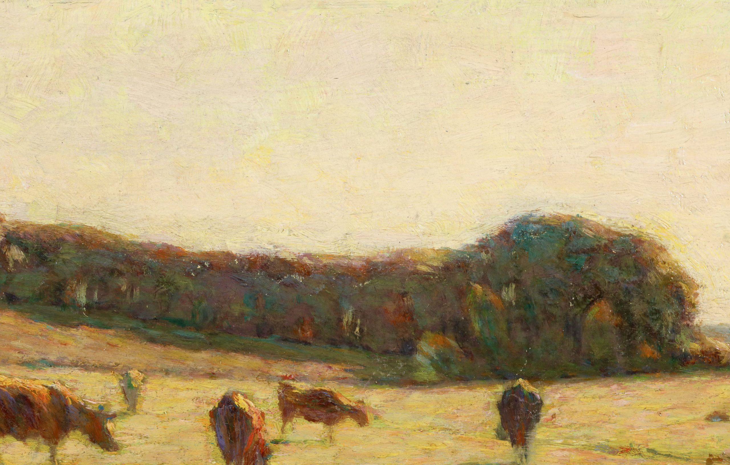 Effets de lumiere dans le pre - Paesaggio Post Impressionista Olio di H. H. Le Sidaner in vendita 4