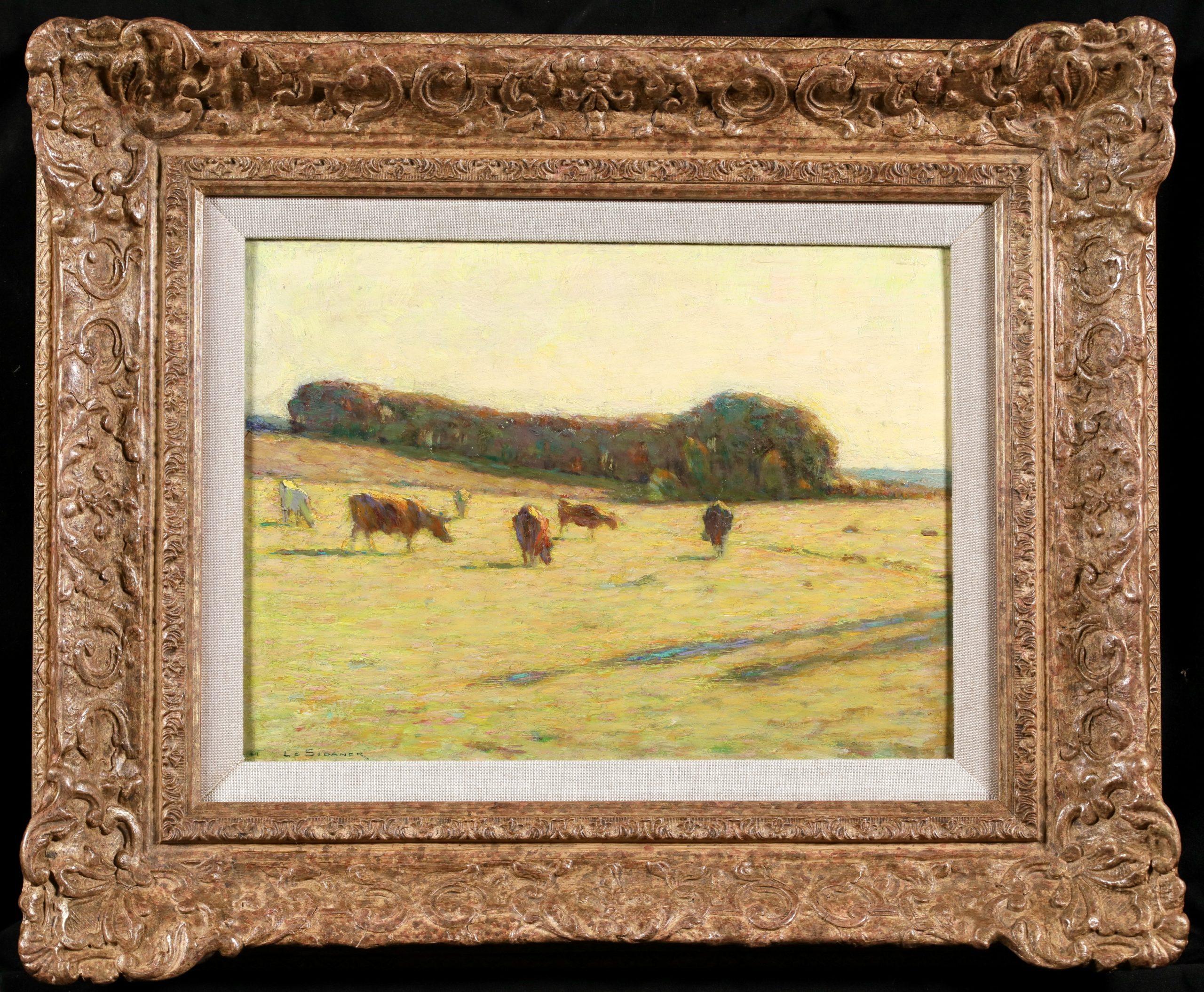 Effets de lumiere dans le pre - Paesaggio Post Impressionista Olio di H. H. Le Sidaner
