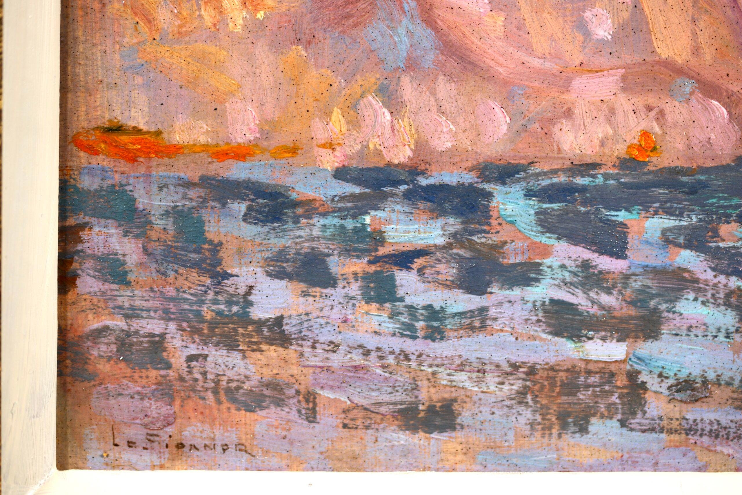 Lago Maggiore - Post Impressionist Landscape Oil Painting by Henri Le Sidaner For Sale 4