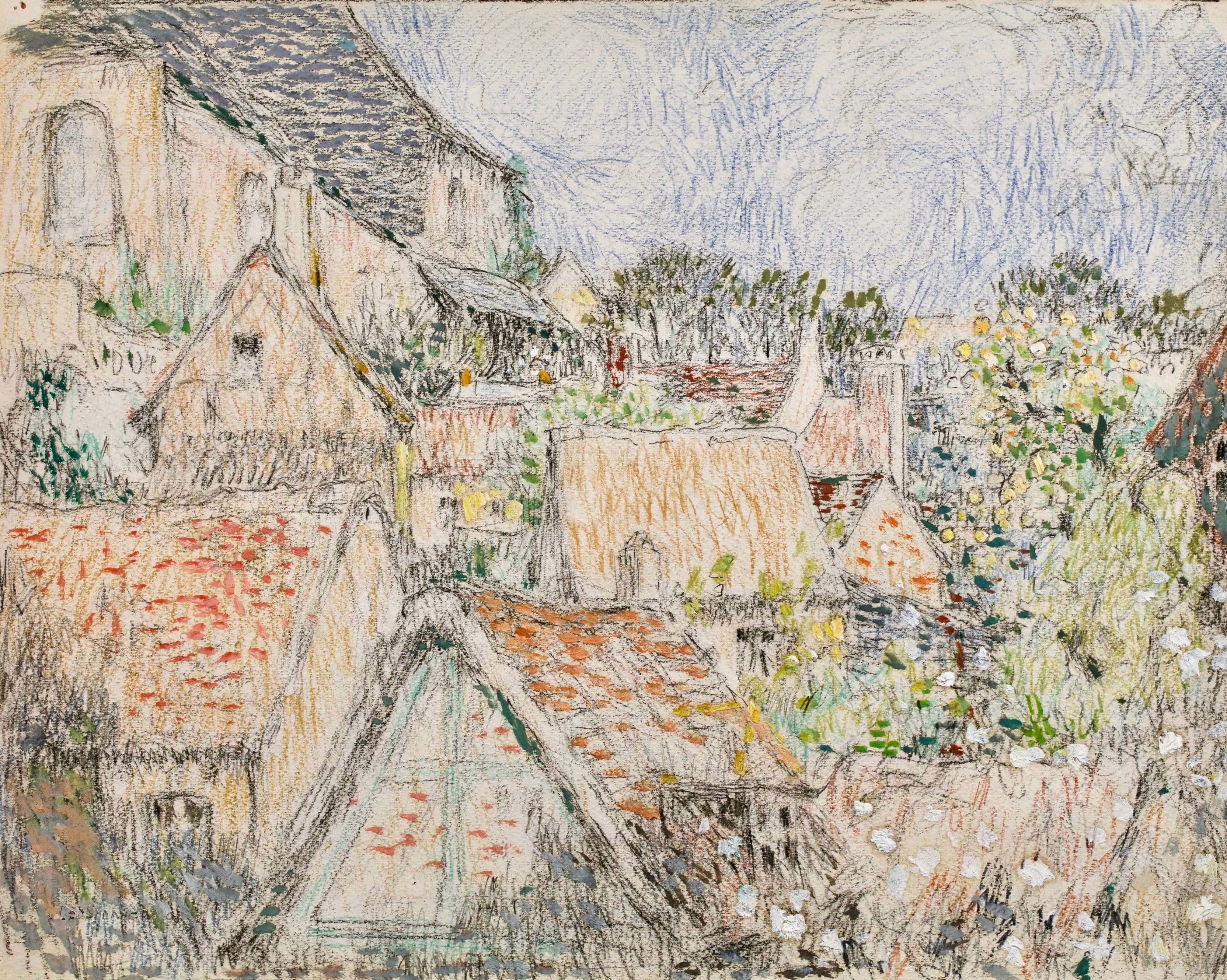 Les Toits - Gerberoy - Postimpressionistische Landschaft von Henri Le Sidaner im Angebot 1