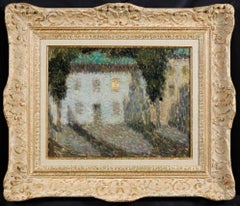Nocturne, Fenetre Eclairee - Post Impressionist Landscape Oil - Henri Le Sidaner