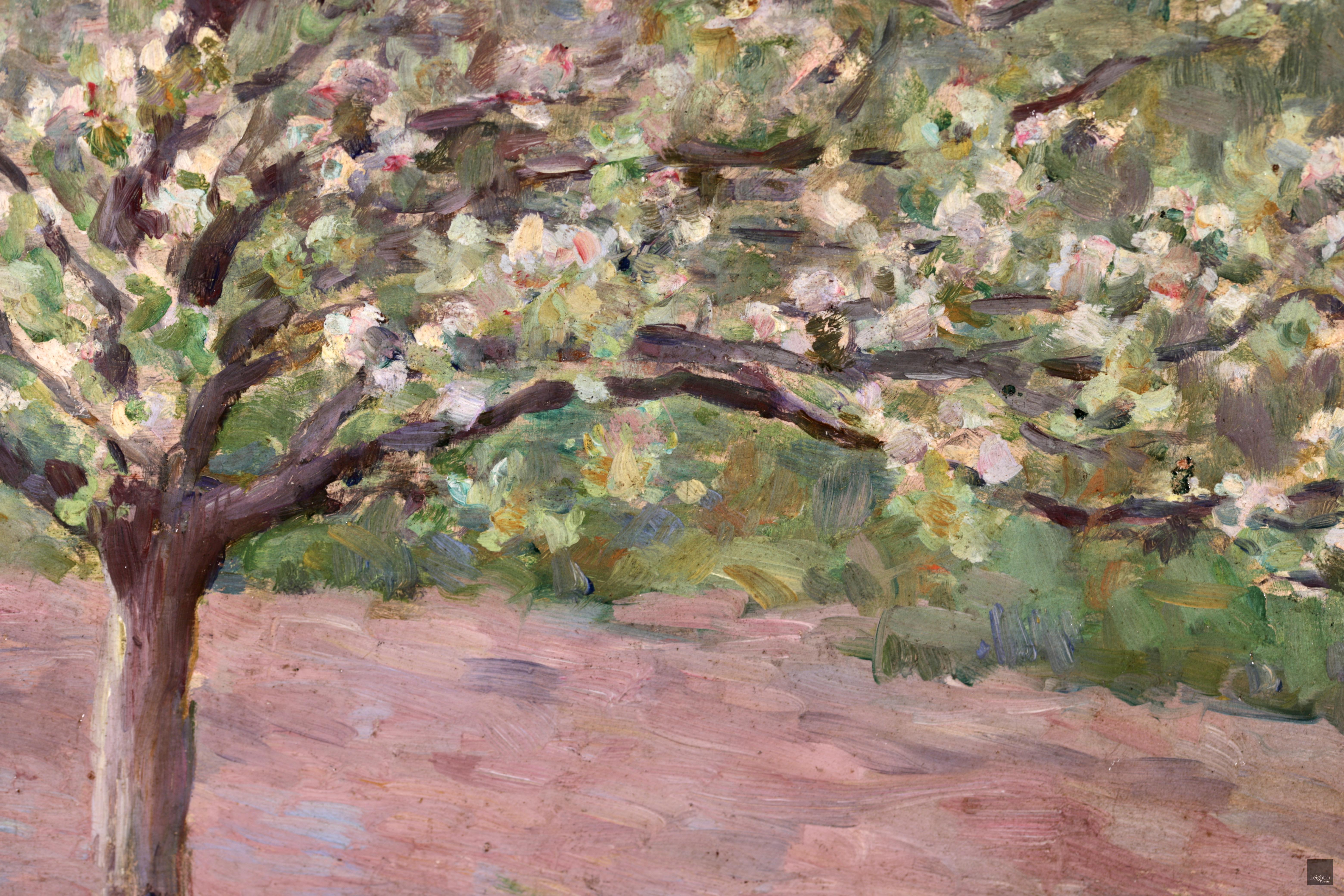 Paysan dans un verger - Impressionist Oil, Spring Landscape by Henri Le Sidaner 9