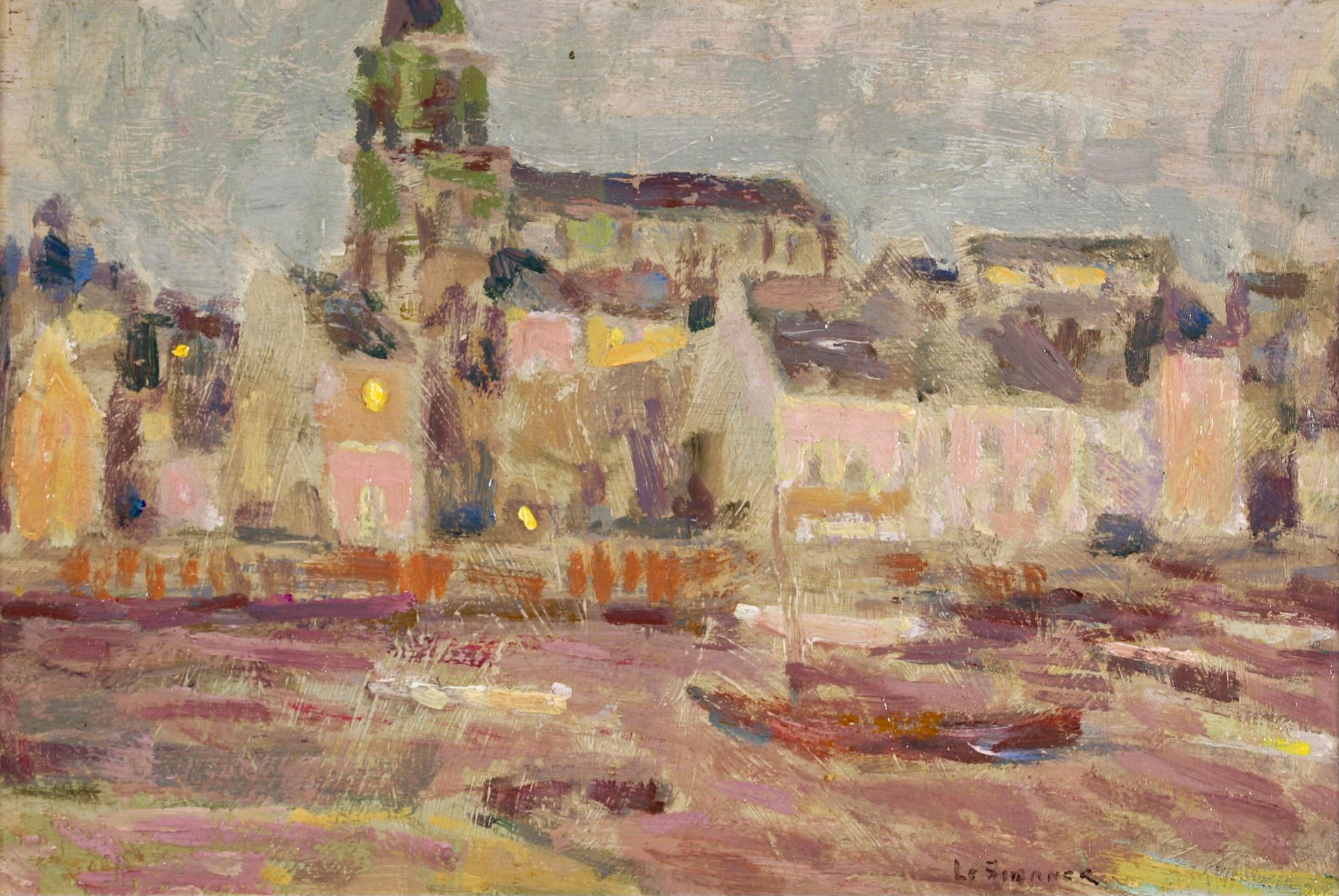 Saint Servan - Brittany - Post Impressionist Landscape by Henri Le Sidaner For Sale 1