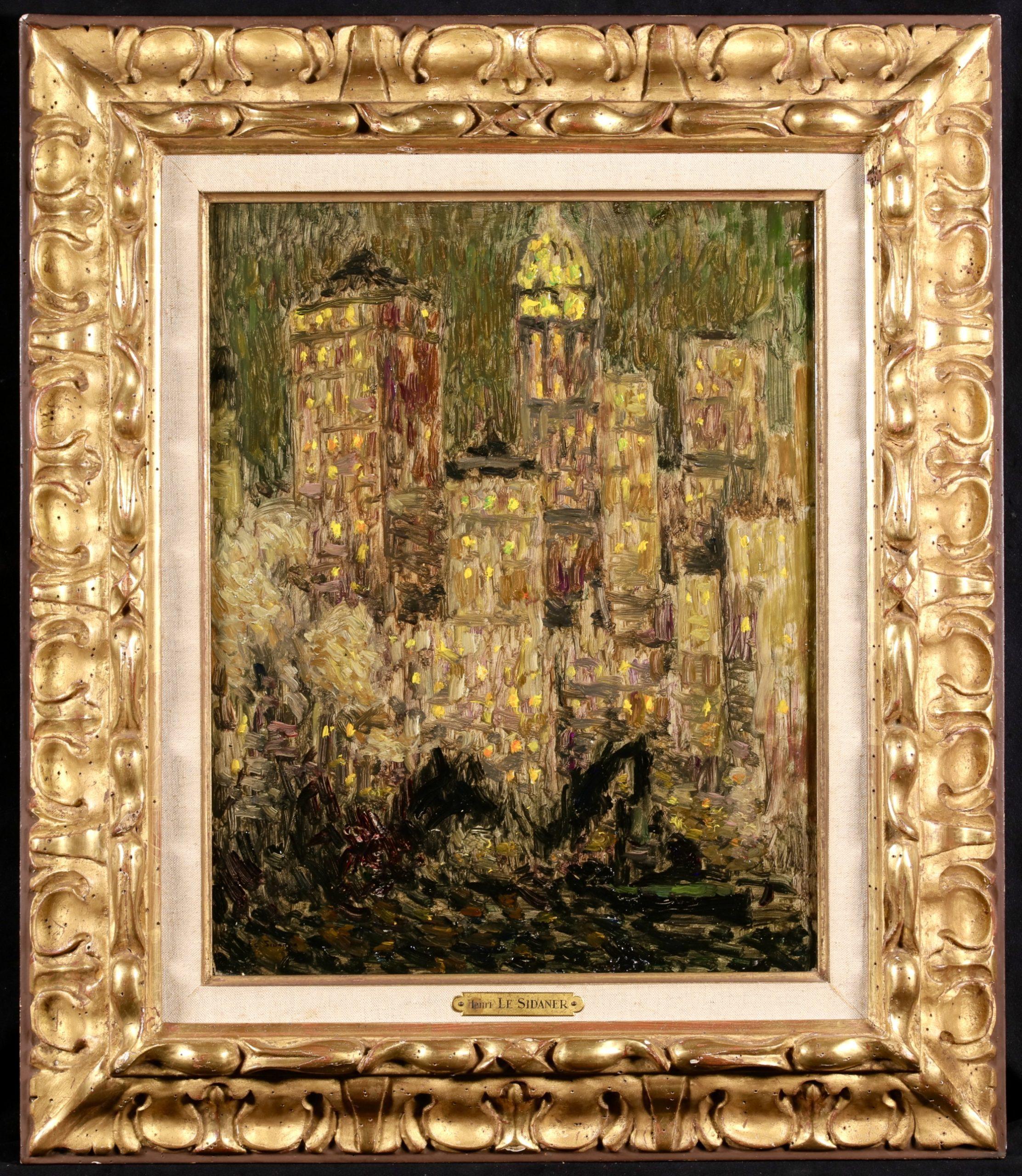 La llegada - Nueva York - Paisaje postimpresionista Óleo de Henri Le Sidaner en venta 1