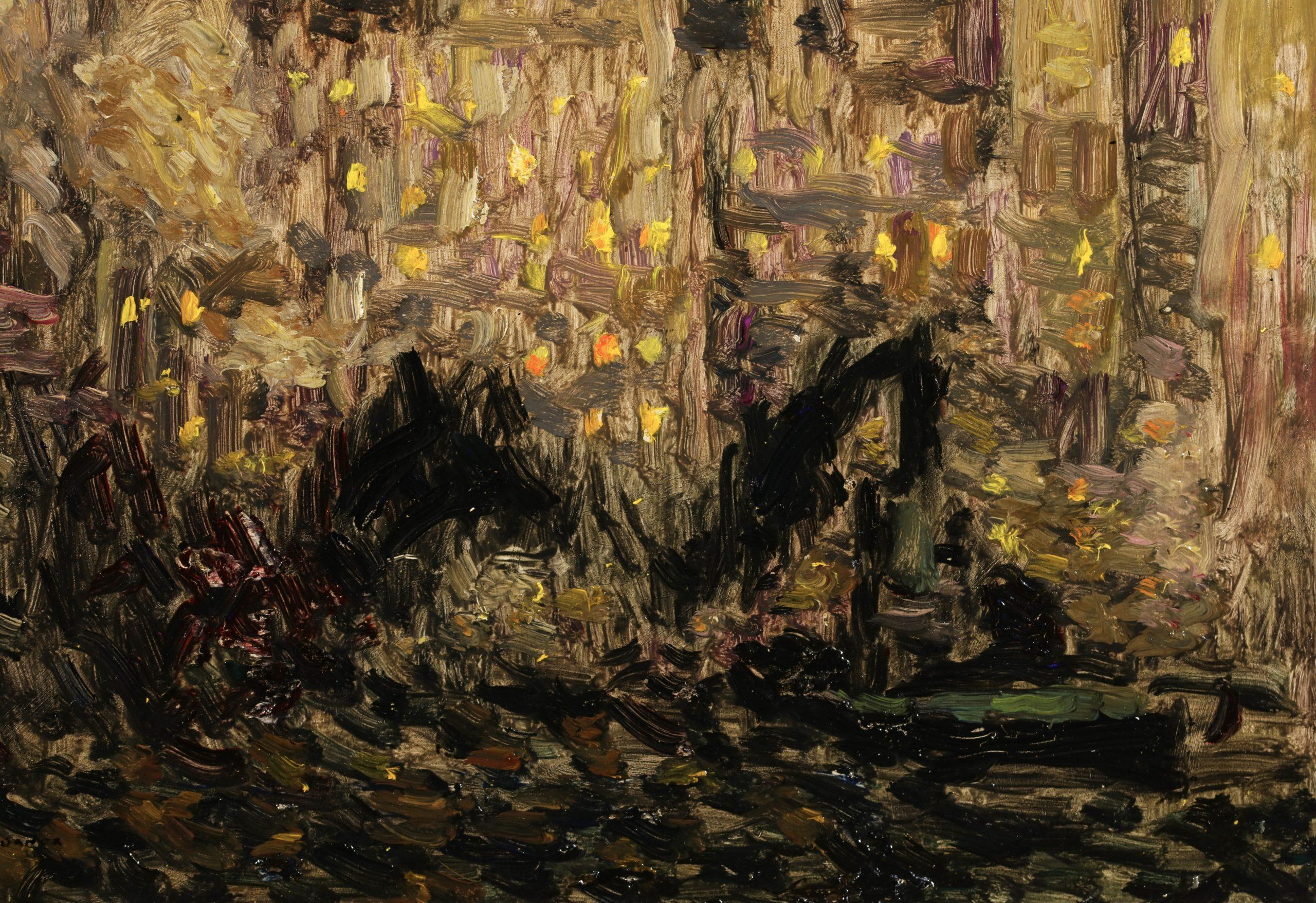La llegada - Nueva York - Paisaje postimpresionista Óleo de Henri Le Sidaner en venta 4