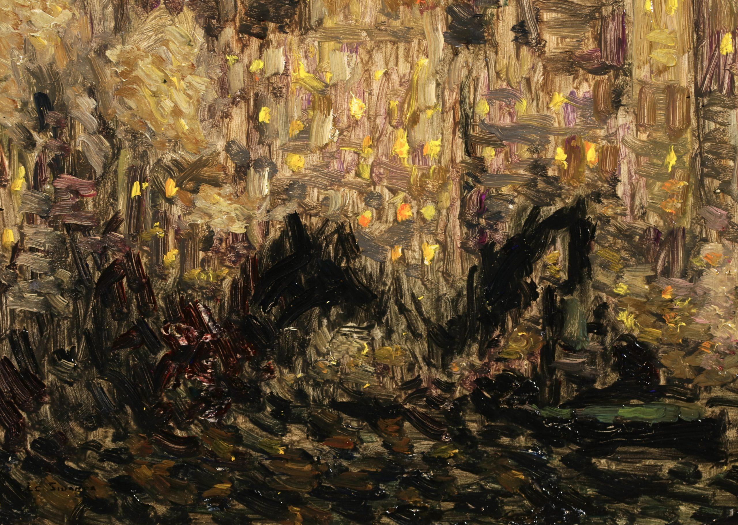 La llegada - Nueva York - Paisaje postimpresionista Óleo de Henri Le Sidaner en venta 5