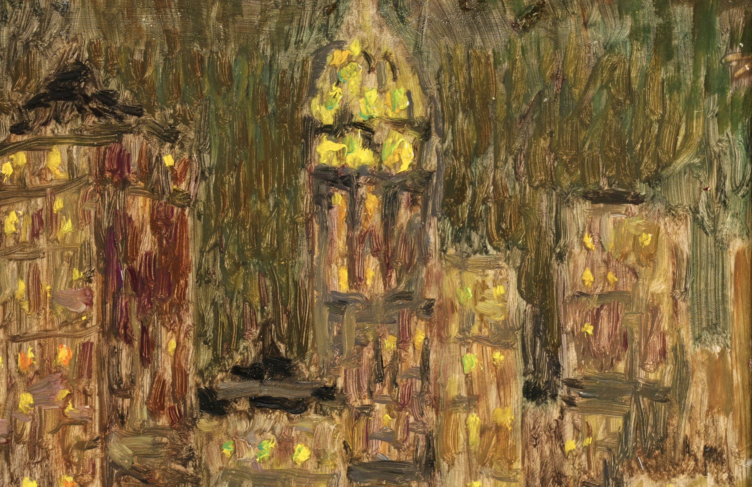 La llegada - Nueva York - Paisaje postimpresionista Óleo de Henri Le Sidaner en venta 8