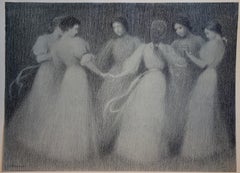 Impressionismo: Ragazze che ballano - litografia originale, 1898