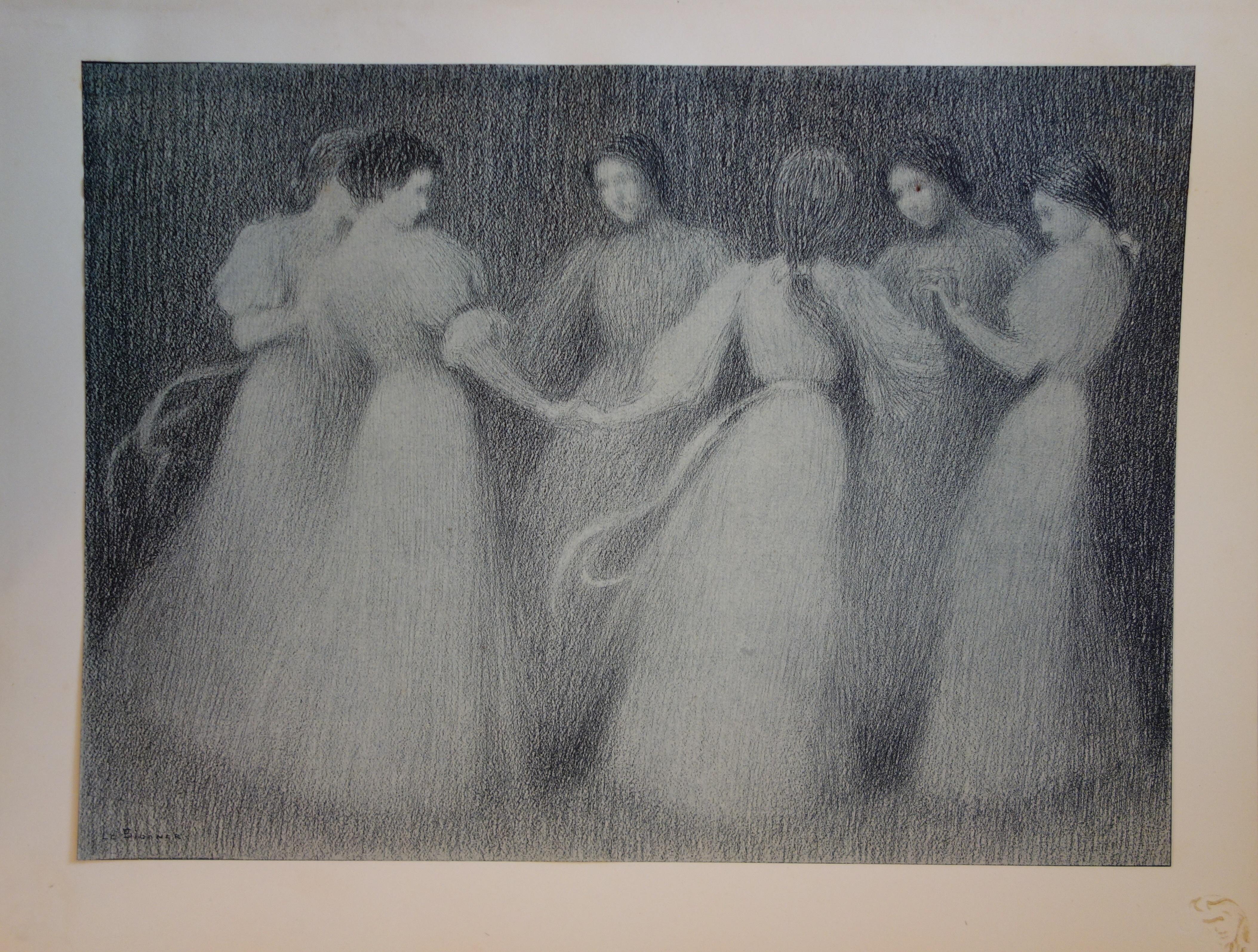 Landscape Print di Henri Le Sidaner - Impressionismo: Ragazze che ballano - litografia originale, 1898