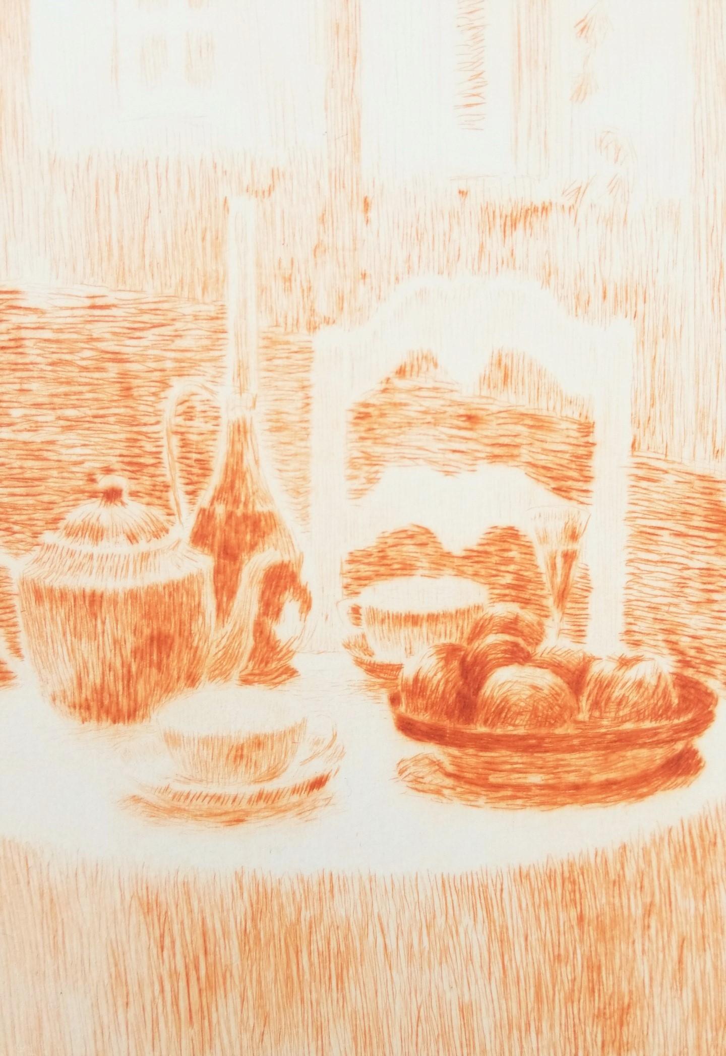 La Nappe Rose (The Pink Tablecloth) /// Impressionist Henri Le Sidaner Etching For Sale 10
