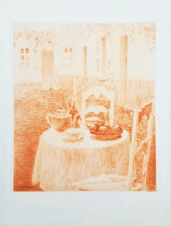 La Nappe Rose (The Pink Tablecloth) /// Impressionist Henri Le Sidaner Etching