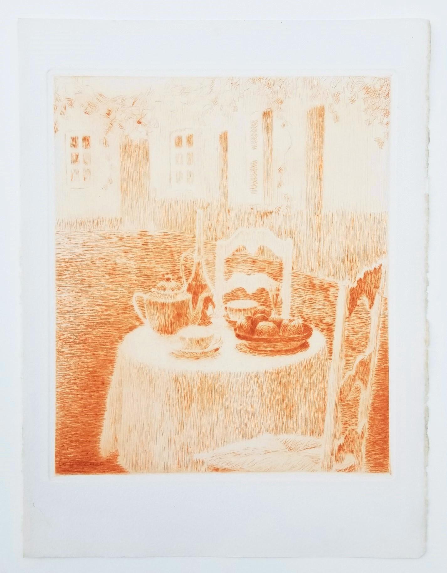 La Nappe Rose (The Pink Tablecloth) /// Impressionist Henri Le Sidaner Etching For Sale 2