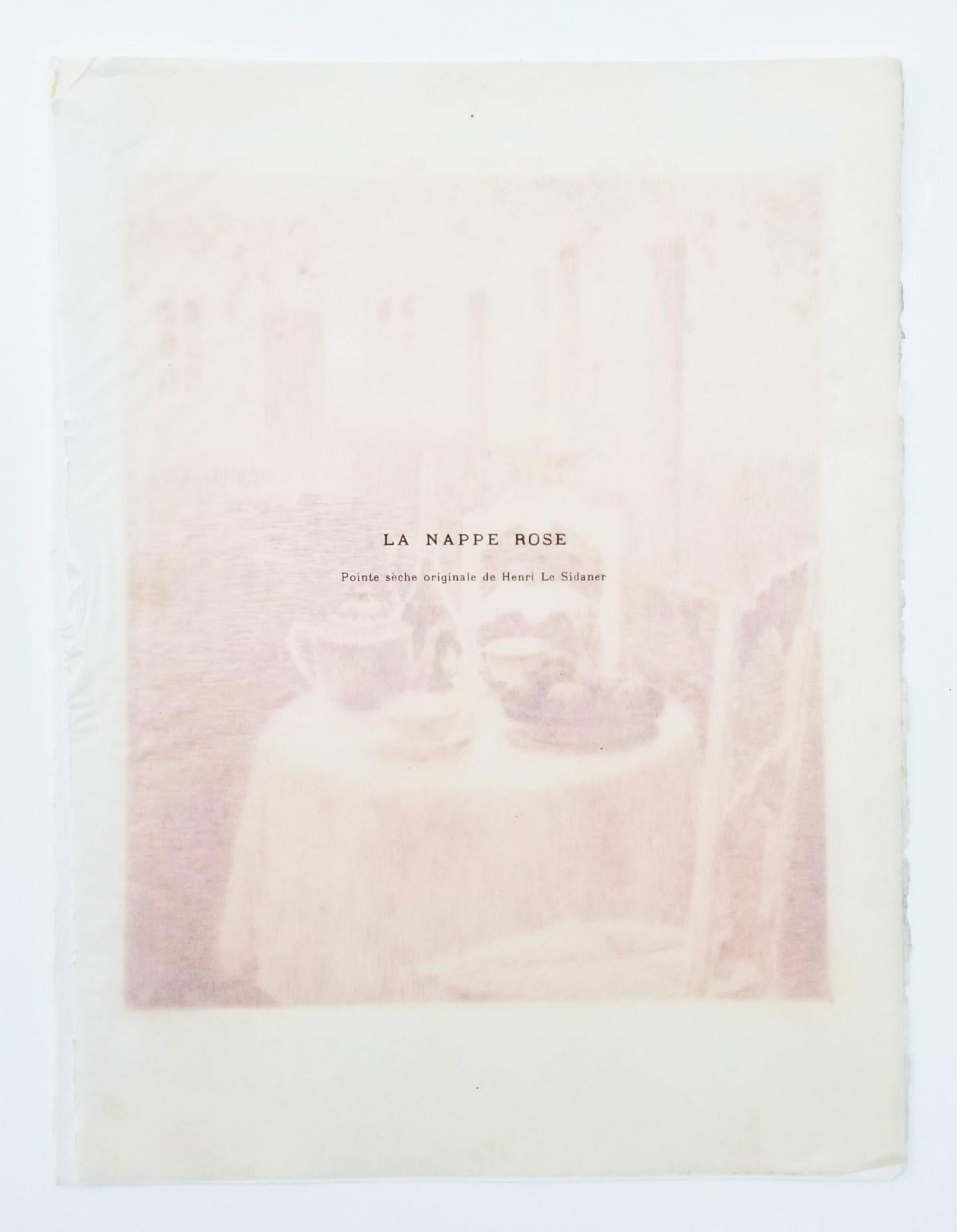 La Nappe Rose (The Pink Tablecloth) /// Impressionist Henri Le Sidaner Etching For Sale 3