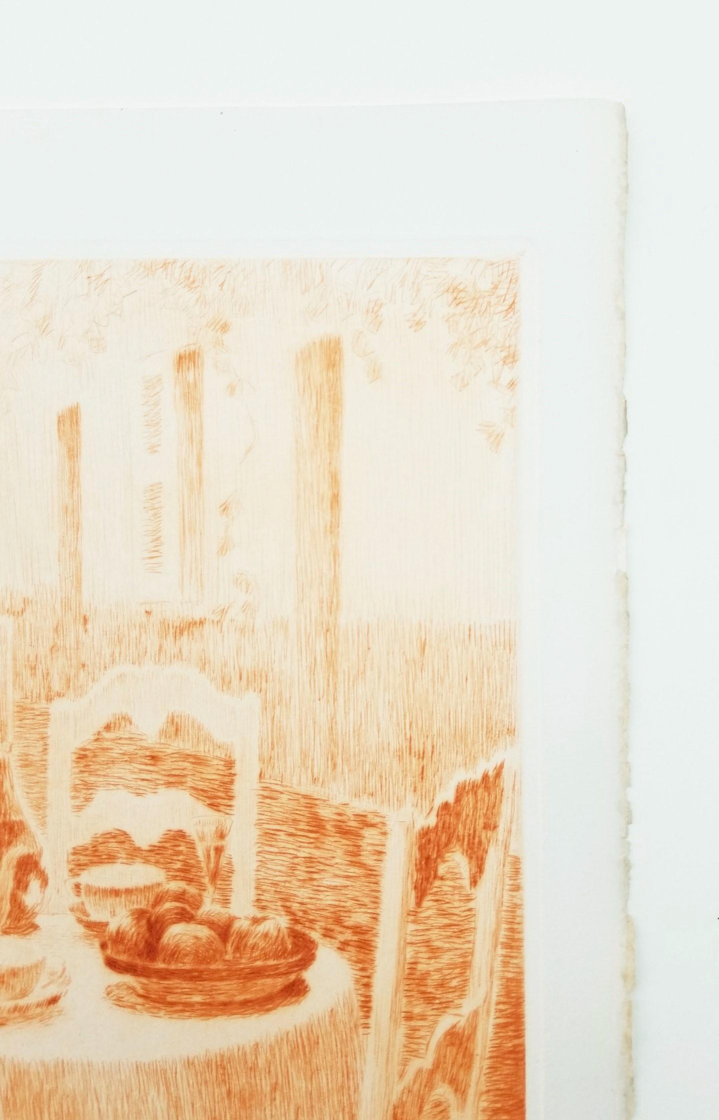 La Nappe Rose (The Pink Tablecloth) /// Impressionist Henri Le Sidaner Etching For Sale 6