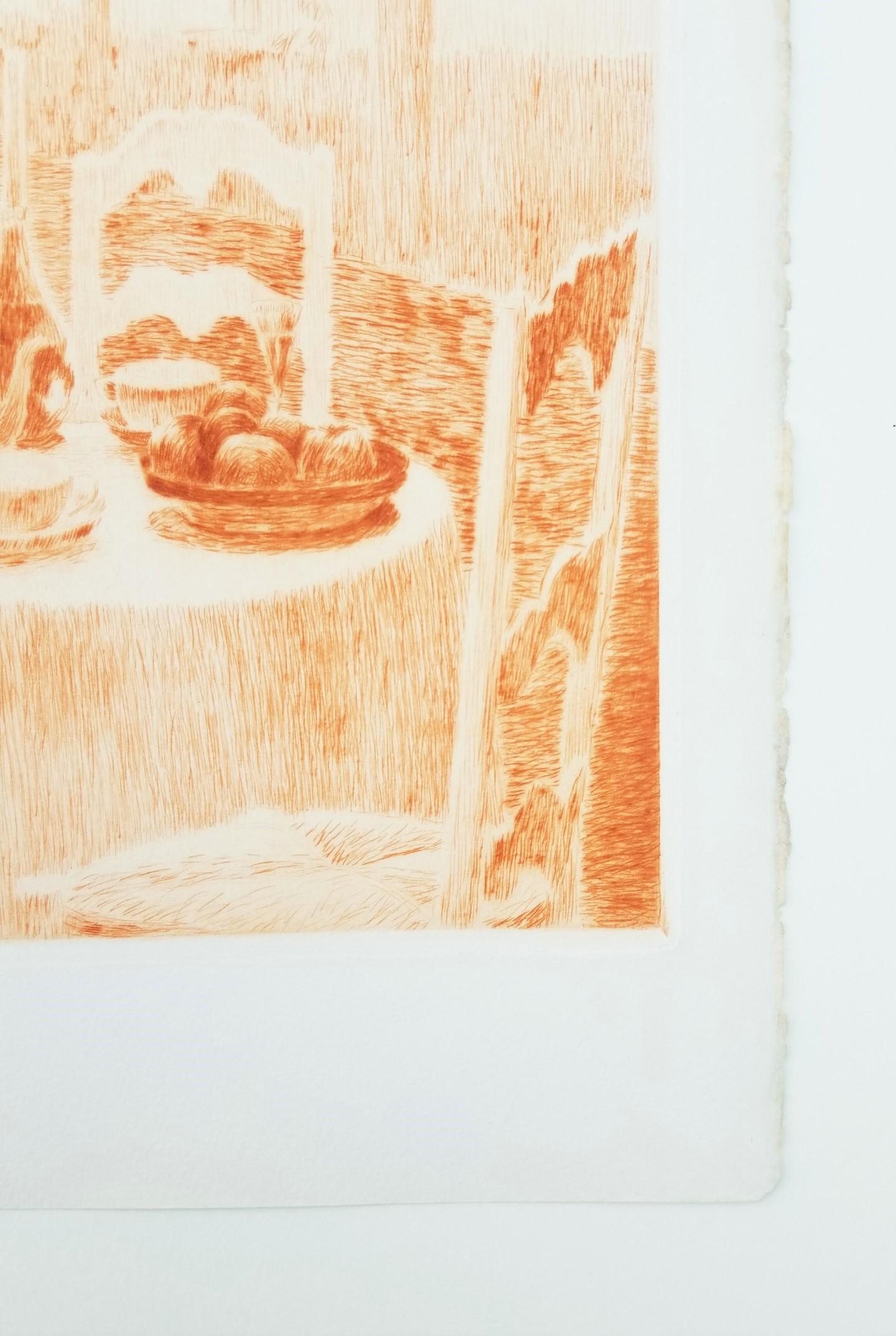 La Nappe Rose (The Pink Tablecloth) /// Impressionist Henri Le Sidaner Etching For Sale 7