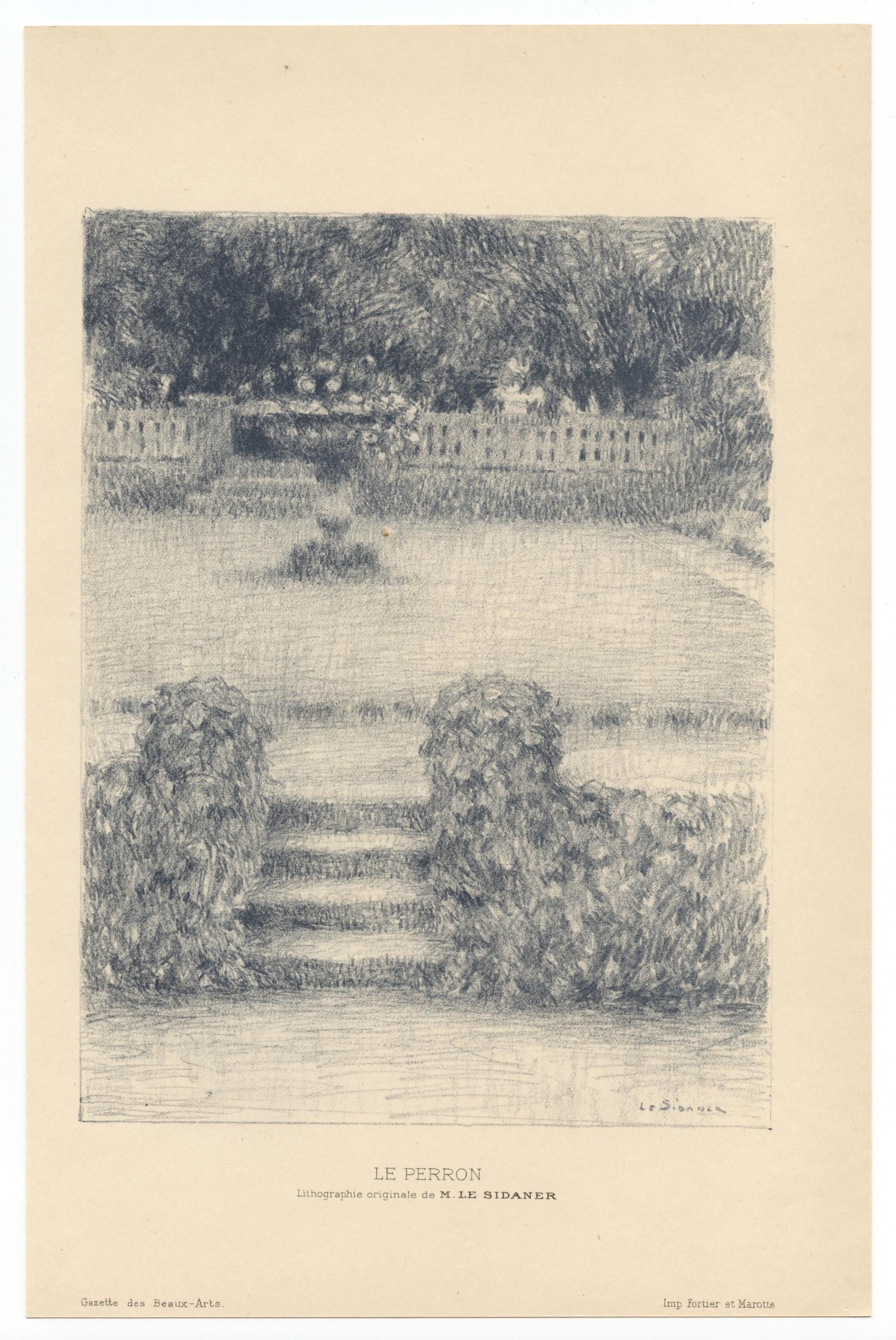 Lithographie originale Le Perron - Print de Henri Le Sidaner