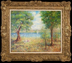 Deux filletes - Figuras postimpresionistas en paisaje Óleo de Henri Lebasque