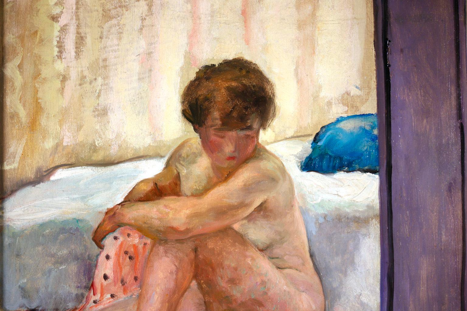 Femme Nu - Post Impressionist Oil, Nude Figure in Interior - Henri Lebasque 1