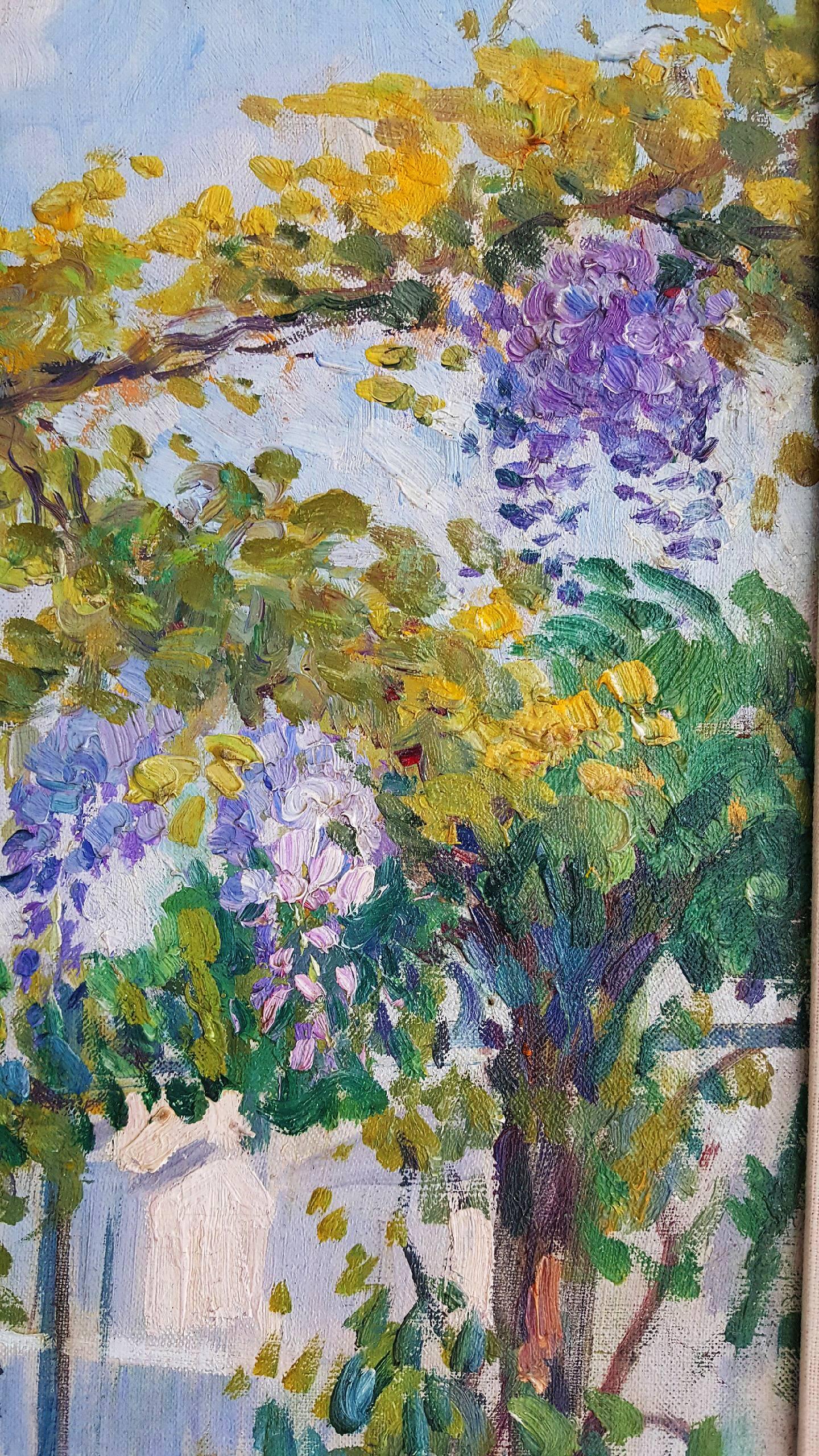 Jardin de Lagny - Garten mit jungem Mädchen  Postimpressionistischer Stil  (Post-Impressionismus), Painting, von Henri Lebasque