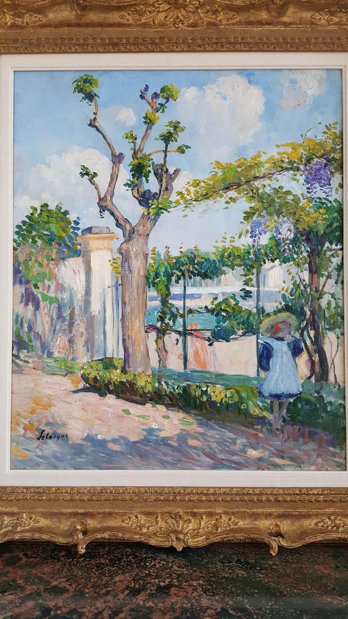 Le Jardin de Lagny - Garden with young girl  Post-impressionist  For Sale 1