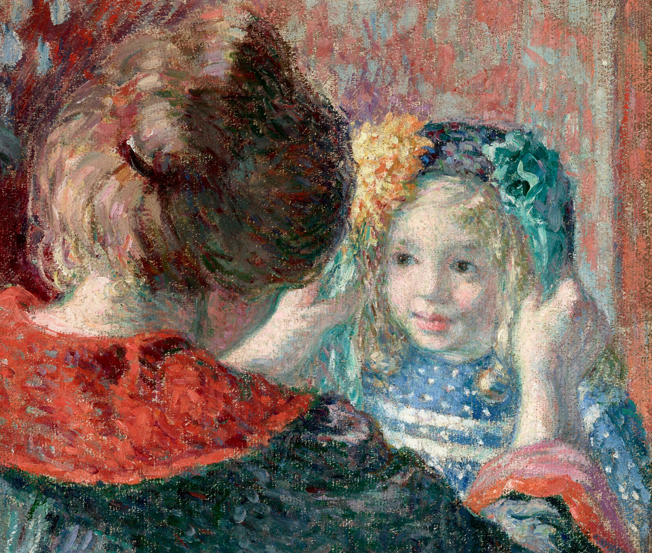 Madame Lebasque et sa fille Marthe (Madame Lebasque and her Daughter Marthe) - Impressionist Painting by Henri Lebasque